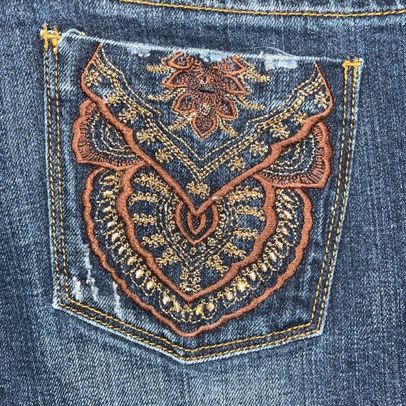 HINT Embroidered Blue Boho Denim Jeans Size 7 - Picture 3 of 13